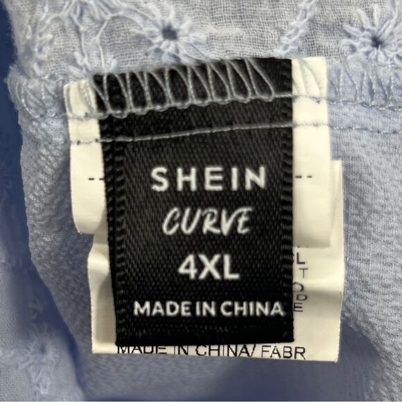 SHEIN Light Blue Lace Detail Blouse 0684 - Picture 7 of 10